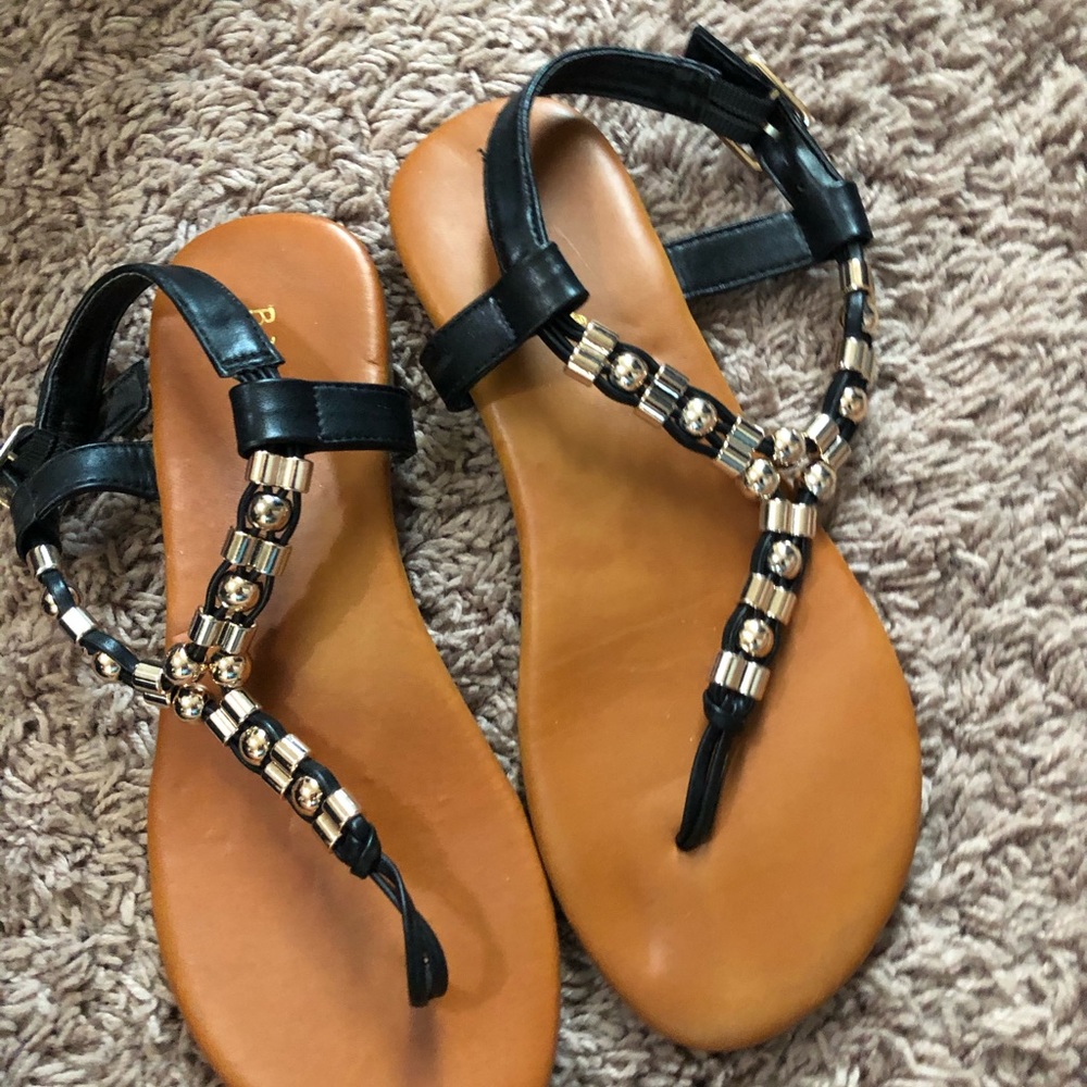 black and gold sandals